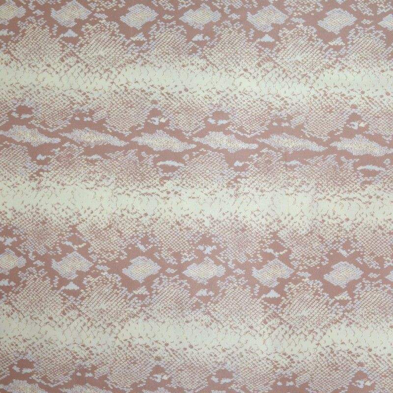 Tissu Satin de Soie imprimé serpent rose coté mat