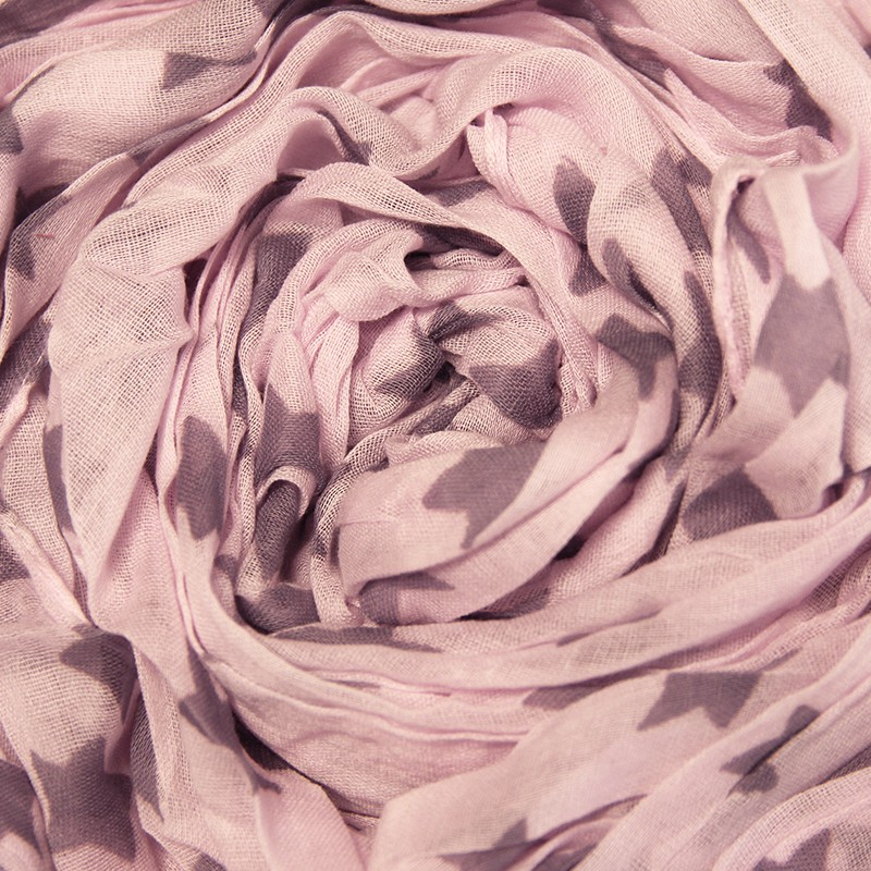 Étole 100% coton - Étoile gris apia fond rose