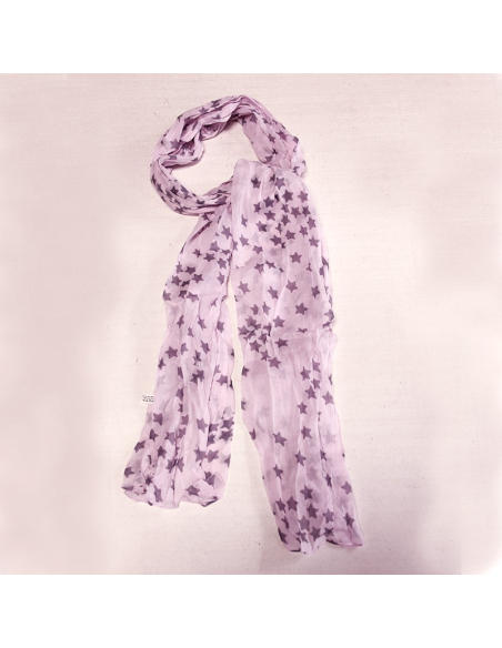 Étole 100% coton - Étoile gris apia fond rose