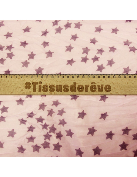 Étole 100% coton - Étoile gris apia fond rose