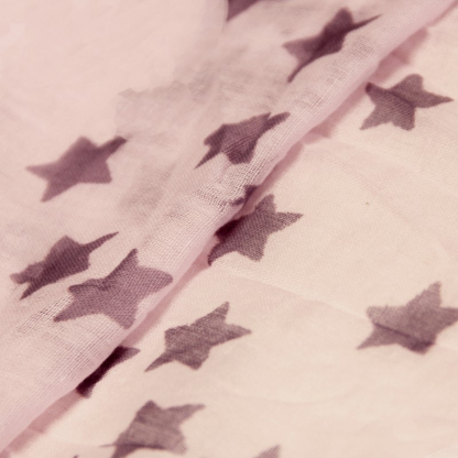 Étole 100% coton - Étoile gris apia fond rose 2