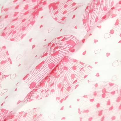 Étole 100% coton - Noeud papillon rose fond blanc 2