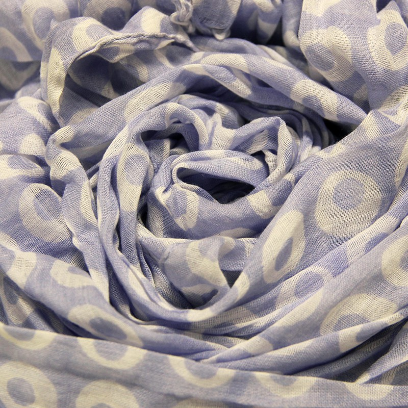 Étole 100% coton - Cercle difforme blanc fond mauve ortolan