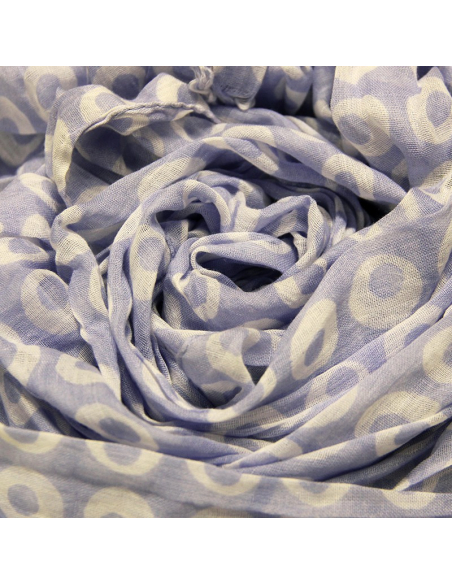 Étole 100% coton - Cercle difforme blanc fond mauve ortolan
