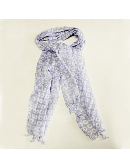 Étole 100% coton - Cercle difforme blanc fond mauve ortolan