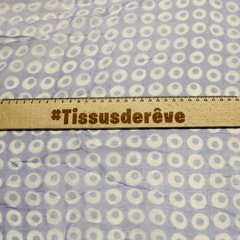 Étole 100% coton - Cercle difforme blanc fond mauve ortolan