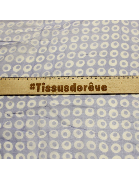 Étole 100% coton - Cercle difforme blanc fond mauve ortolan