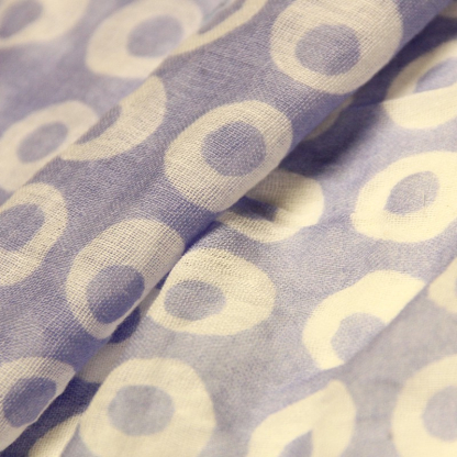 Étole 100% coton - Cercle difforme blanc fond mauve ortolan 2