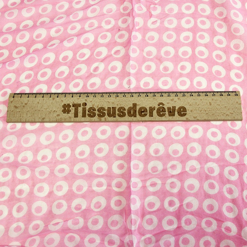 Étole 100% coton - Cercle difforme blanc fond rose