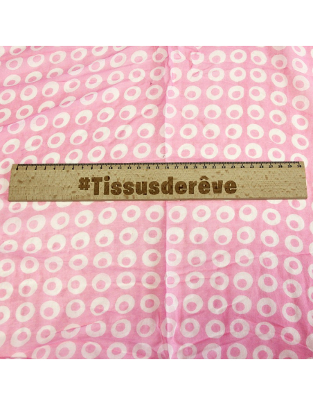 Étole 100% coton - Cercle difforme blanc fond rose