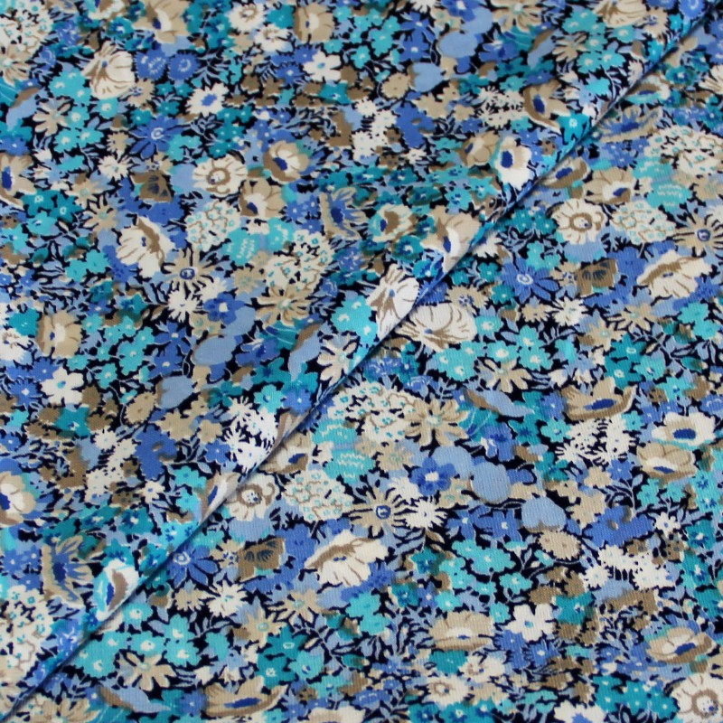 Javanaise imprimé - Fleuri camaïeu de bleu