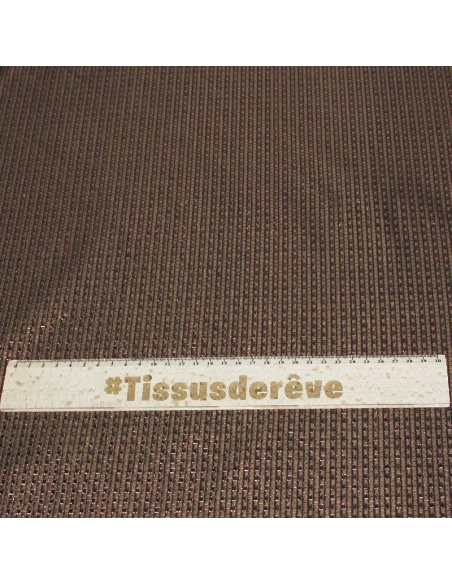 Tissu brocard - Carreau bronze scintillant fond marron clair