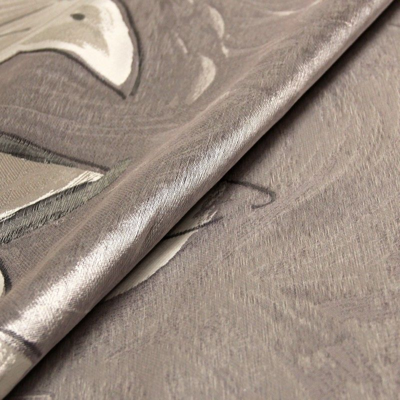 Tissu brocard - Fleur & feuille camaïeu de gris