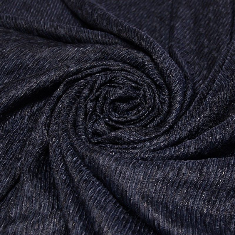 Tissu brocard - Motif trait texturé brillant marine 