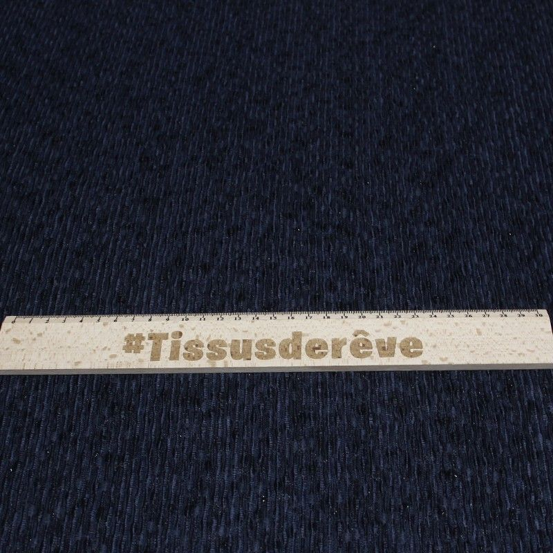 Tissu brocard - Motif trait texturé brillant marine 