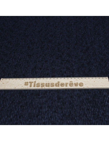 Tissu brocard - Motif trait texturé brillant marine 