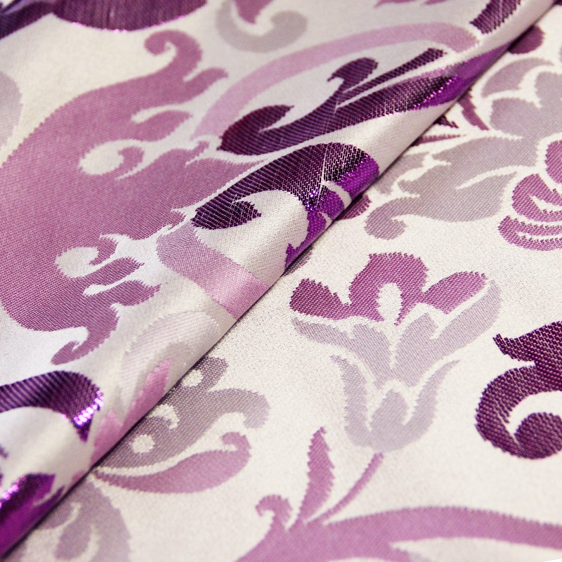 Tissu brocard - Motif baroque mauve et violet 