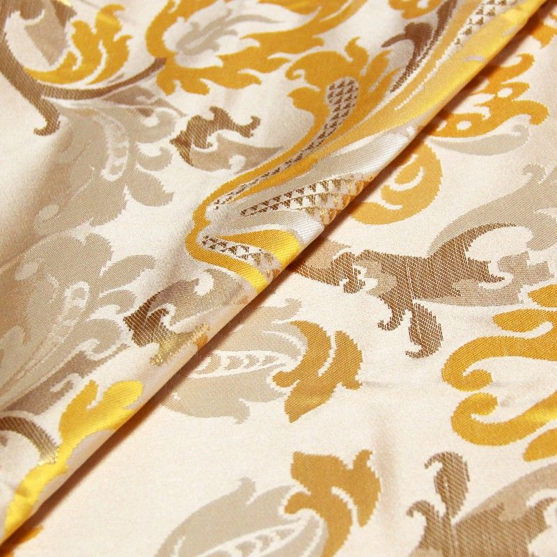 Tissu brocard - Motif baroque jaune & doré 