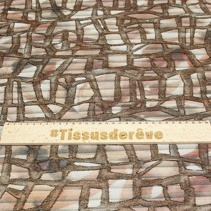Tissu broché - Terrazzo scintillant marron 