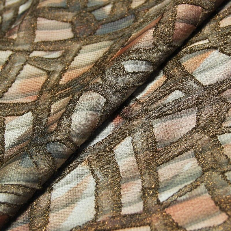 Tissu broché - Terrazzo scintillant marron 