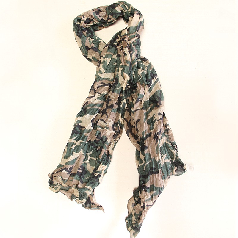 Chèche 100% coton - Impression camouflage vert & marron