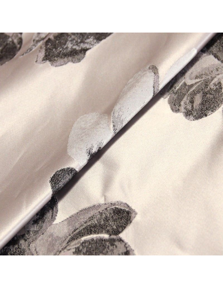 Tissu broché - Motif fleur gris fond lila 