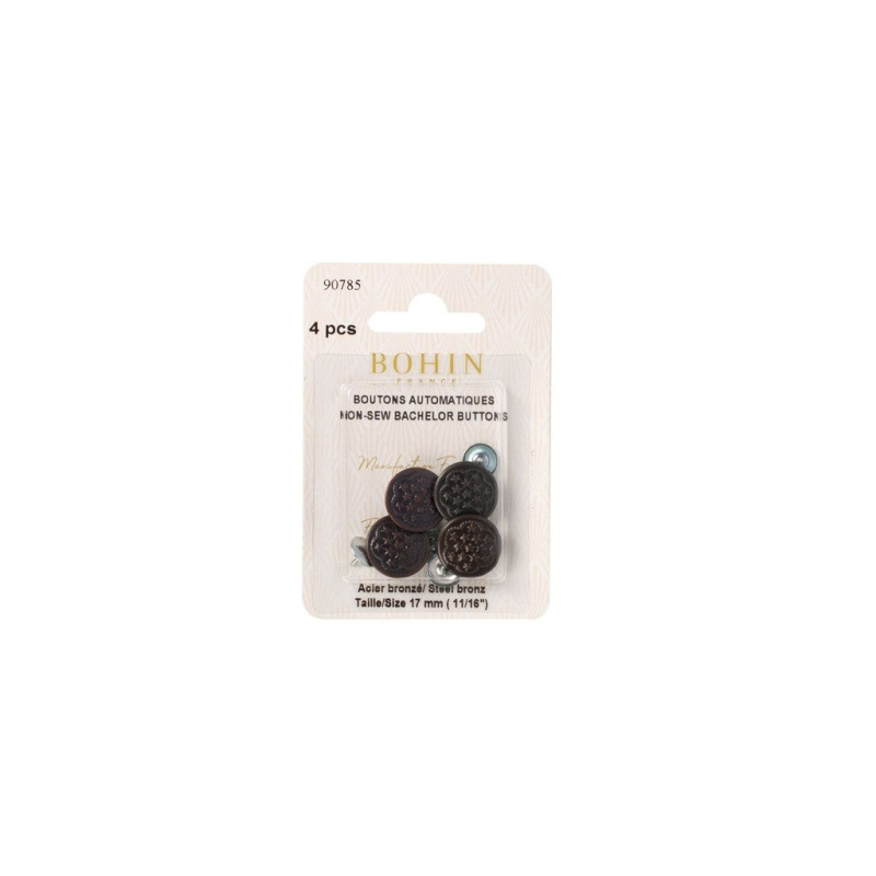 Boutons automatique pour jeans motif étoilé (17 mm, Blister 4 pcs, Bronze)