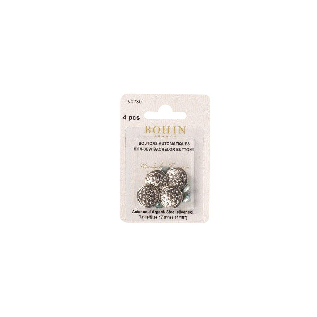 Boutons automatique pour jeans motif étoilé (17 mm, Blister 4 pcs, Argenté)
