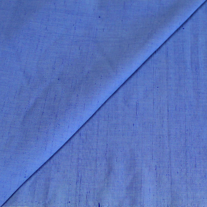 Étoffe de lin & soie rustique - Bleu
