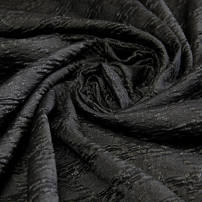 Tissu broché - Motif abstrait texturé fond gris anthracite