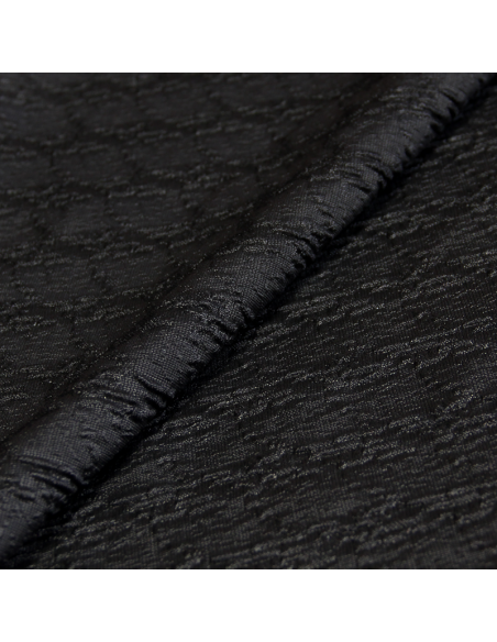 Tissu broché - Motif abstrait texturé fond gris anthracite