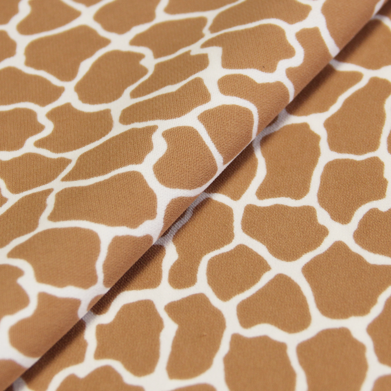 Crêpe lourd imprimé - Motif girafe gold ravenne fond blanc