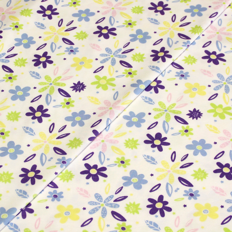 Jersey imprimé - Flower violet & vert