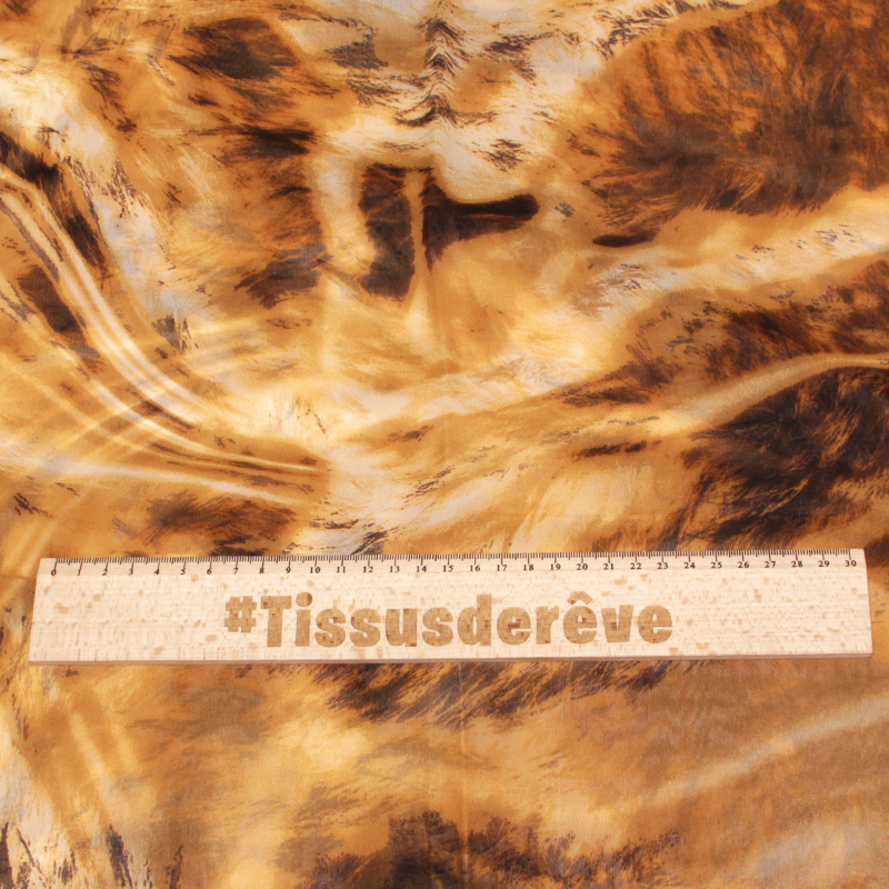 Foulard 100% soie - Motif effet pelage lion