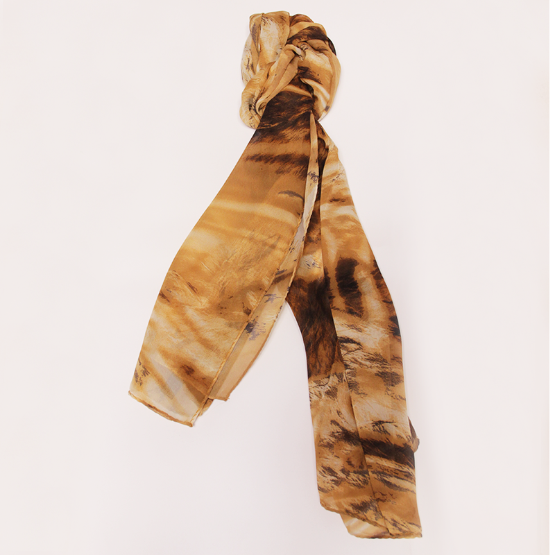 Foulard 100% soie - Motif effet pelage lion