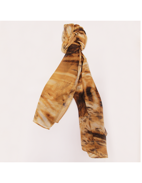 Foulard 100% soie - Motif effet pelage lion
