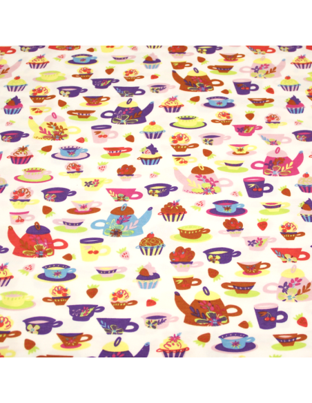 Jersey imprimé - Thé fond blanc