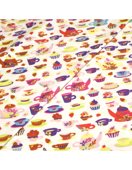 Jersey imprimé - Thé fond blanc