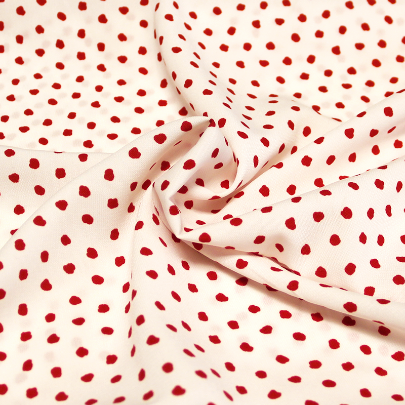Javanaise imprimée à pois tachetés - Pois rouge fond blanc