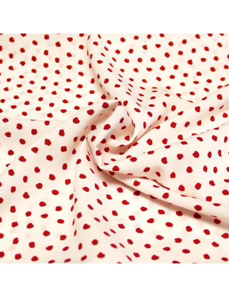 Javanaise imprimée à pois tachetés - Pois rouge fond blanc