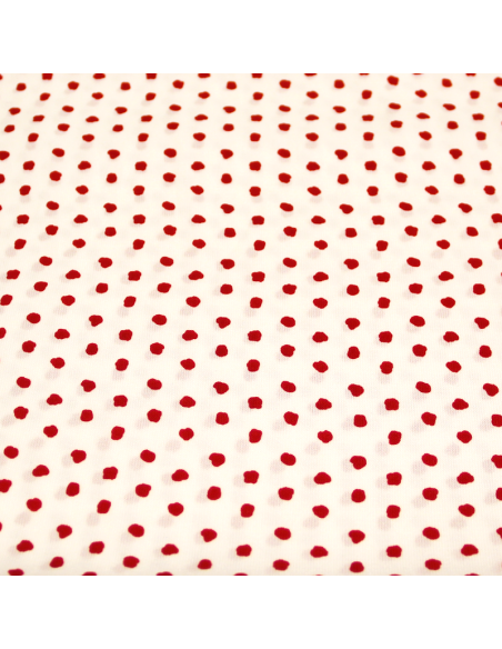 Javanaise imprimée à pois tachetés - Pois rouge fond blanc