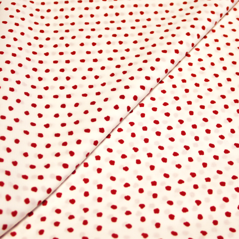 Javanaise imprimée à pois tachetés - Pois rouge fond blanc