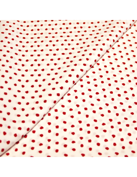 Javanaise imprimée à pois tachetés - Pois rouge fond blanc