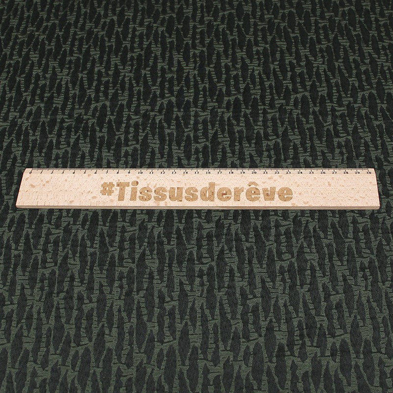 Tissu broché - Motif abstrait noir & vert