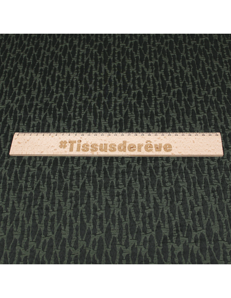 Tissu broché - Motif abstrait noir & vert