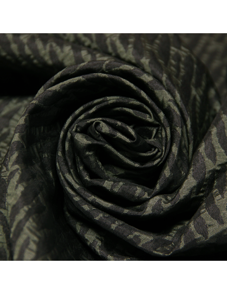 Tissu broché - Motif abstrait noir & vert