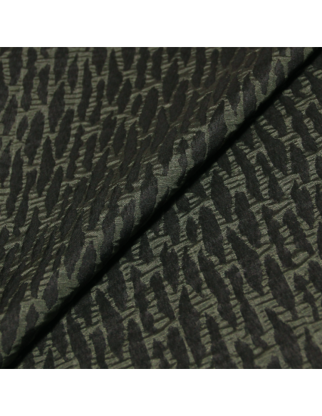 Tissu broché - Motif abstrait noir & vert