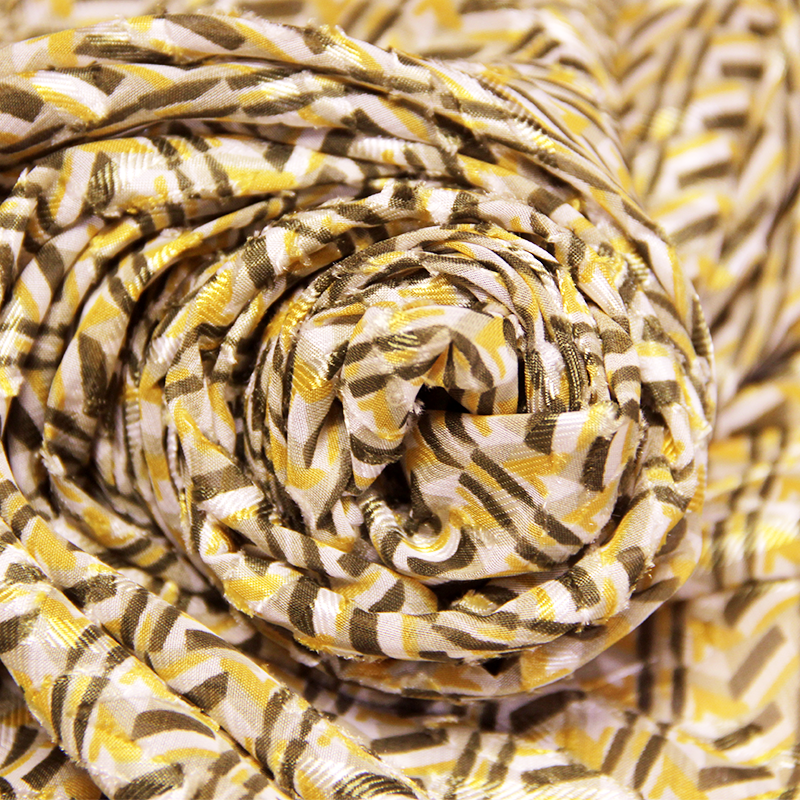 Mousseline jacquard - Plumetis trait kaki & moutarde