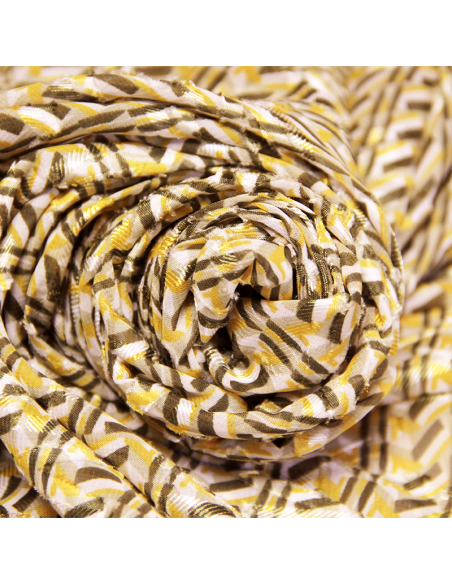 Mousseline jacquard - Plumetis trait kaki & moutarde