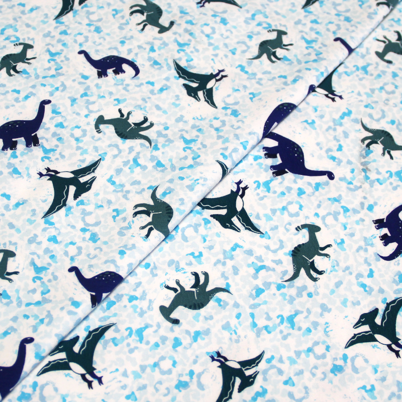 Jersey imprimé - Dinosaure ton bleu